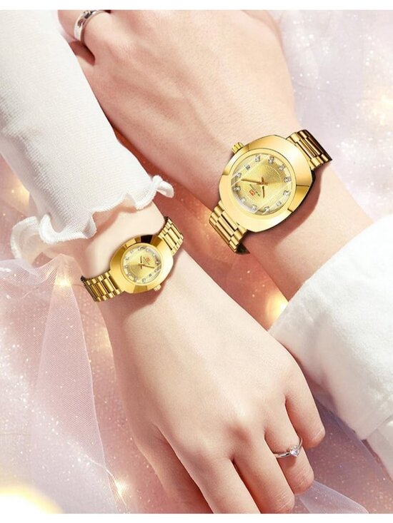 Women\'s Gold Casual Stainless Steel Oval Style Waterproof Quartz Wrist Watch main image 5